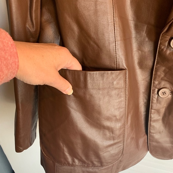 Adam Spencer men’s brown leather 2 button sport coat size 42R - Picture 4 of 8